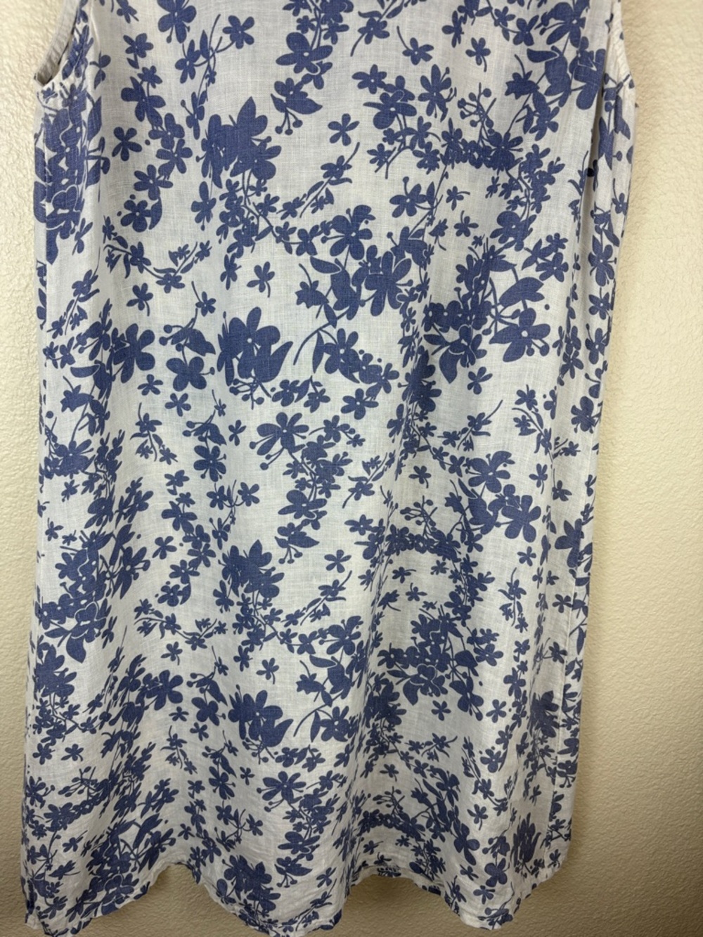 Terzo Millennio Italy 100% Linen Ivory Blue Floral Sleeveless Shift Dress Sz XL - Picture 4 of 14